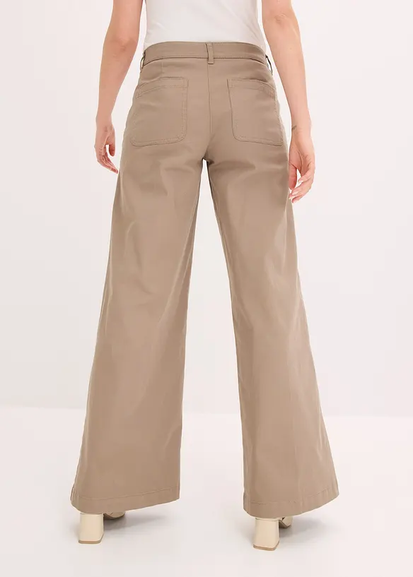 Wide Leg Hose mit Stretch in grün von hinten - bonprix