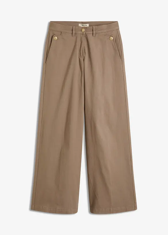 Wide Leg Hose mit Stretch in grün von vorne - bonprix