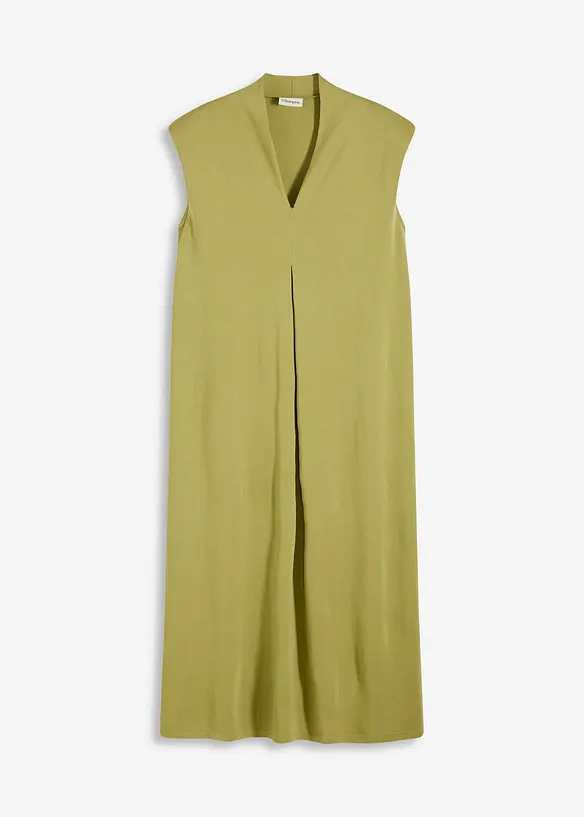 Jerseykleid aus Viskose-Mix mit Schulterpolster in grün von vorne - bonprix