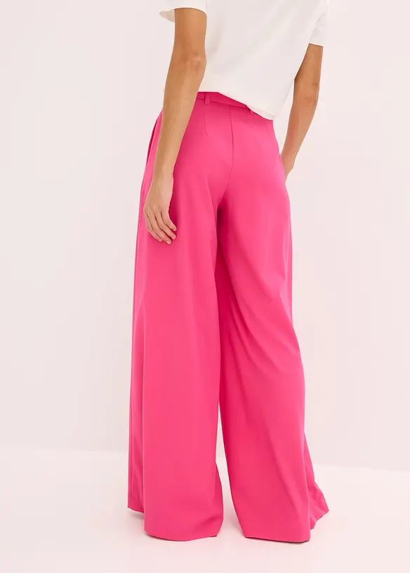 Bundfaltenhose mit Gürtel (2-tlg. Set) aus softem Viskose-Mix in pink von hinten - bonprix Bundfaltenhose mit Gürtel (2-tlg. Set) aus softem Viskose-Mix in pink von hinten - bonprix