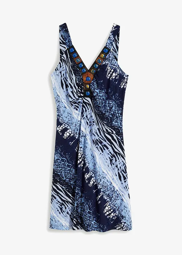 Jerseykleid in A-Linie in blau von vorne - bonprix