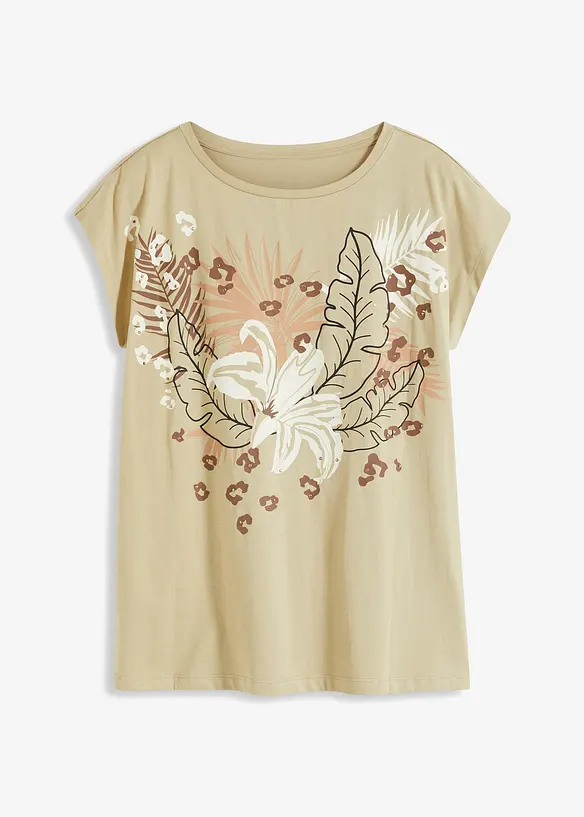 Shirt aus reiner Bio-Baumwolle in grün von vorne - bonprix