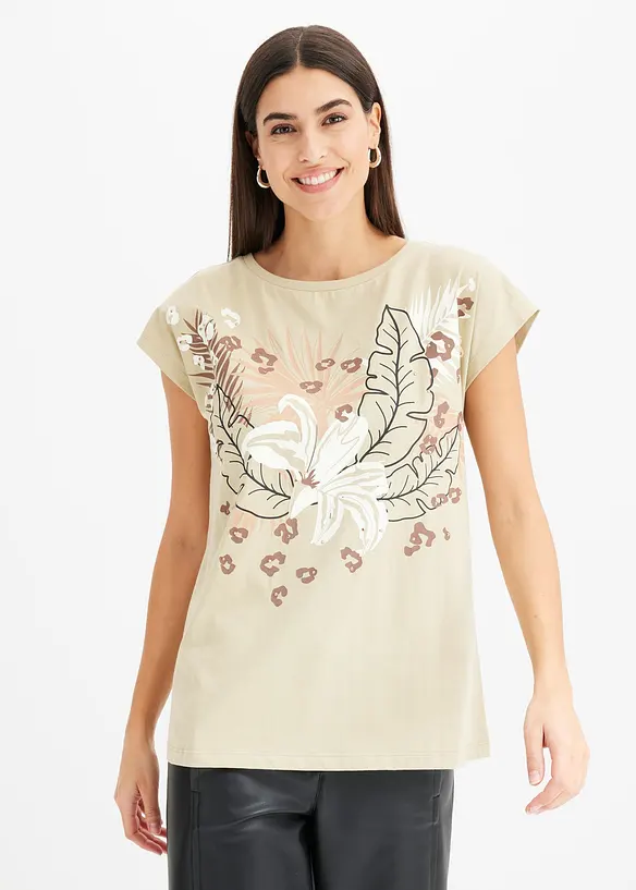 Shirt aus reiner Bio-Baumwolle in grün von vorne (im Anschnitt) - bonprix