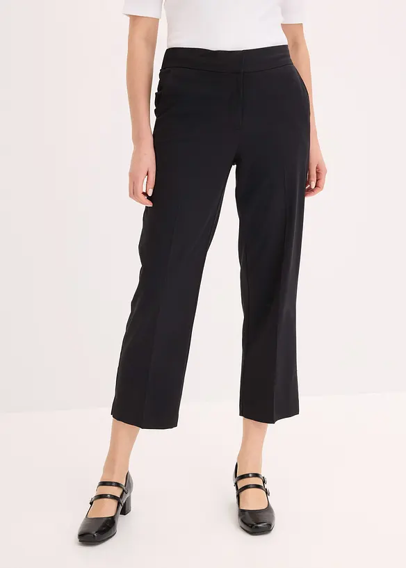 3/4-Hose aus softem Viskose-Mix in schwarz von vorne - bonprix