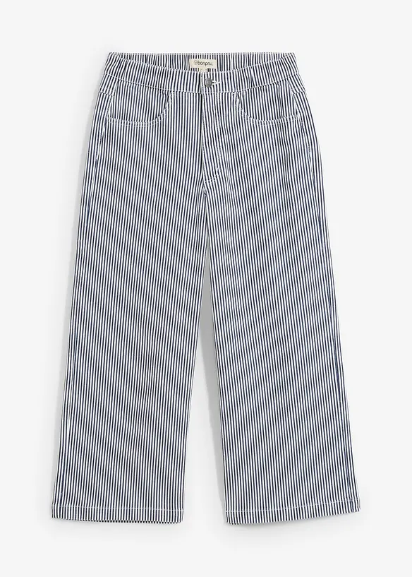 Twillhose mit Bequembund aus Baumwoll-Mix in blau von vorne - bonprix