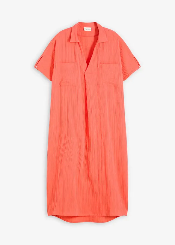 Musselin-Kaftan aus reiner Baumwolle in pink von vorne - bonprix