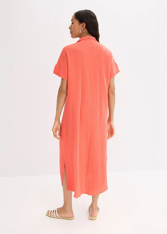 Musselin-Kaftan aus reiner Baumwolle in pink von hinten (Totalaufnahme) - bonprix