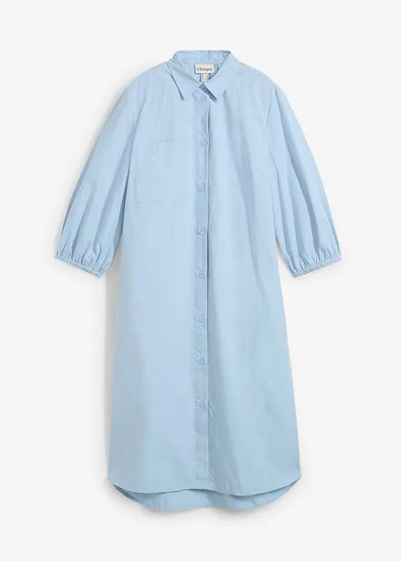 Blusenkleid aus leichter Baumwolle in blau von vorne - bonprix