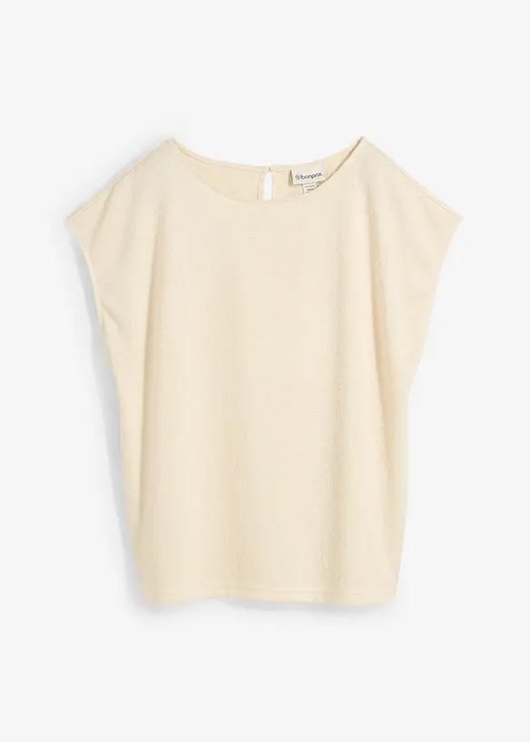Oversize-Shirt in Strickoptik in beige von vorne - bonprix