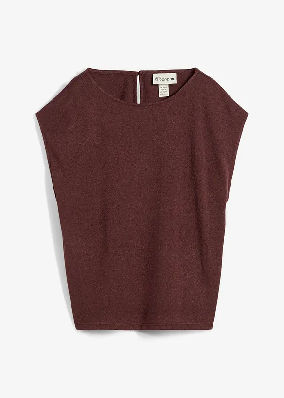 Oversize-Shirt in Strickoptik in braun von vorne - bonprix