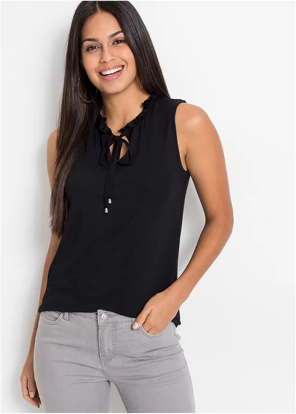 Top aus Viskose-Mix in schwarz von vorne (im Anschnitt) - bonprix Top aus Viskose-Mix in schwarz von vorne (im Anschnitt) - bonprix
