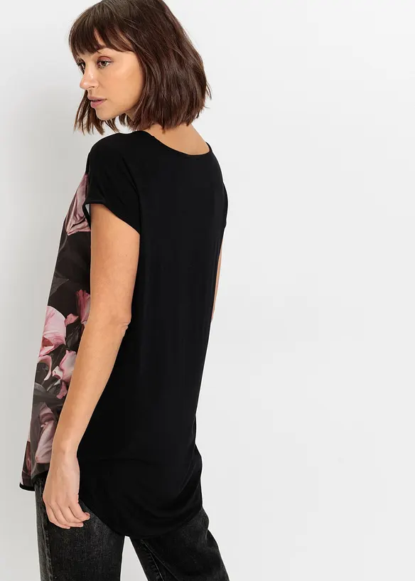 Shirt aus softem Viskose-Mix in schwarz von hinten (im Anschnitt) - bonprix