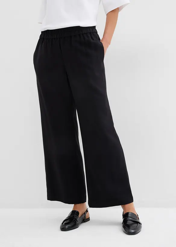Culotte aus softem Viskose-Mix in schwarz von vorne - bonprix