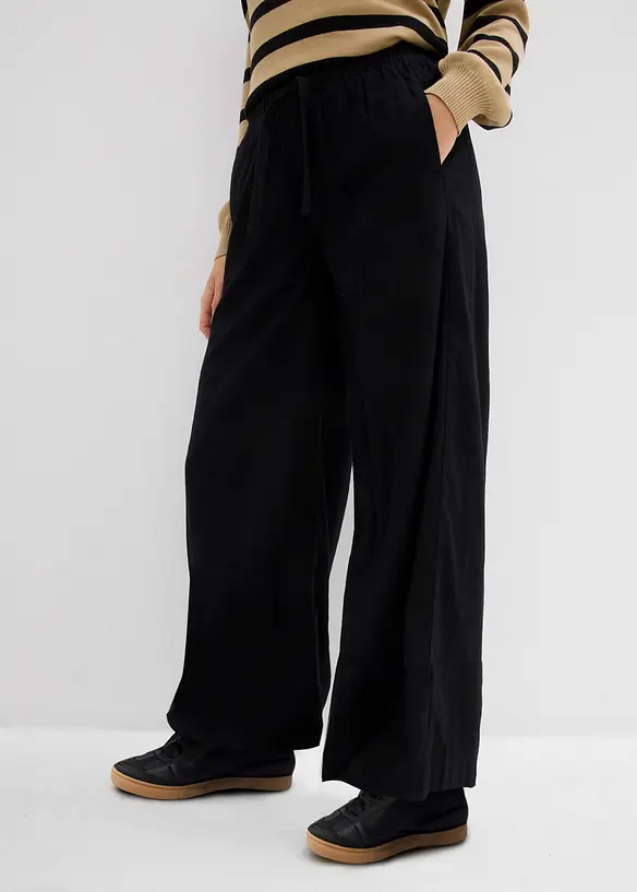 Palazzo-Hose aus reiner Baumwolle in schwarz von vorne - bonprix Palazzo-Hose aus reiner Baumwolle in schwarz von vorne - bonprix