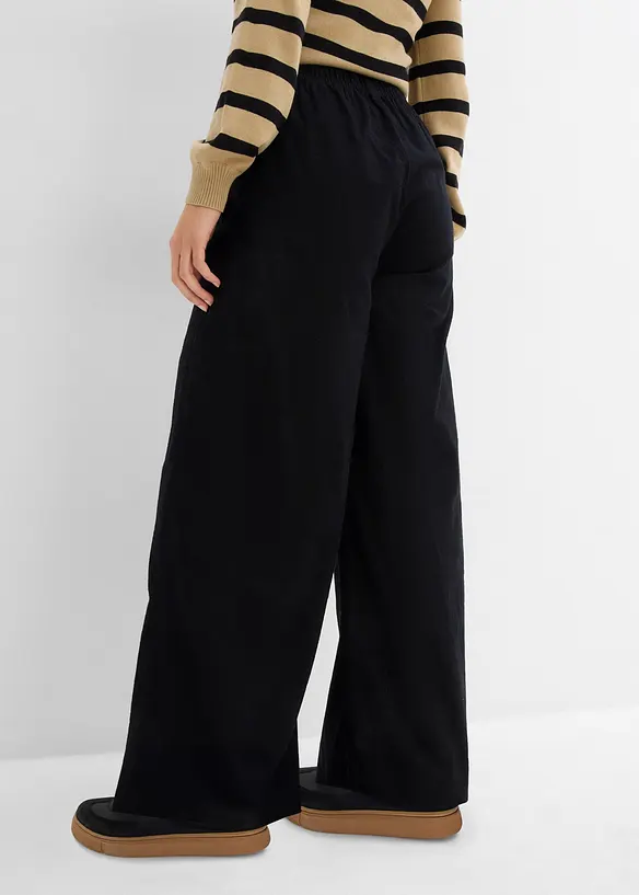 Palazzo-Hose aus reiner Baumwolle in schwarz von hinten - bonprix Palazzo-Hose aus reiner Baumwolle in schwarz von hinten - bonprix