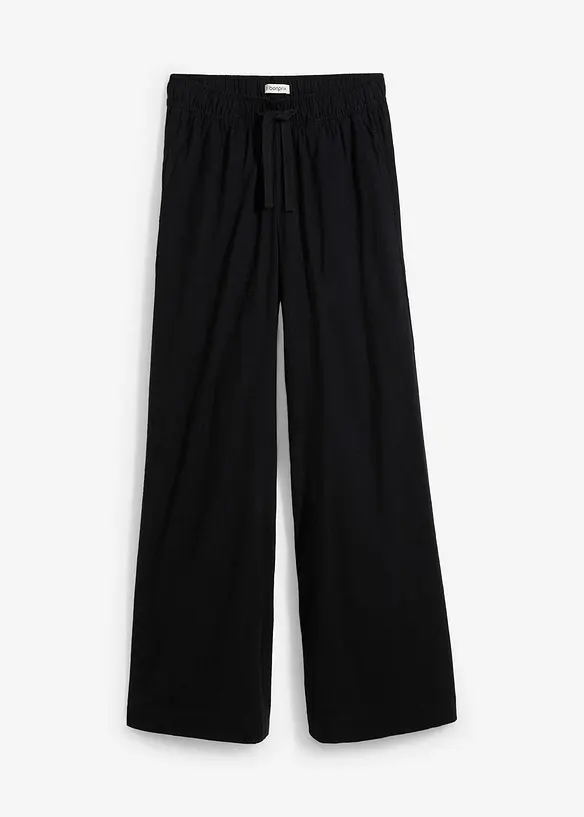 Palazzo-Hose aus reiner Baumwolle in schwarz von vorne - bonprix Palazzo-Hose aus reiner Baumwolle in schwarz von vorne - bonprix