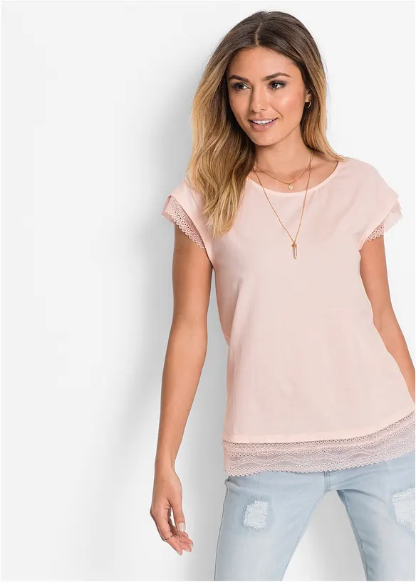 Boxy-Shirt aus reiner Bio-Baumwolle in rosa von vorne (im Anschnitt) - bonprix Boxy-Shirt aus reiner Bio-Baumwolle in rosa von vorne (im Anschnitt) - bonprix