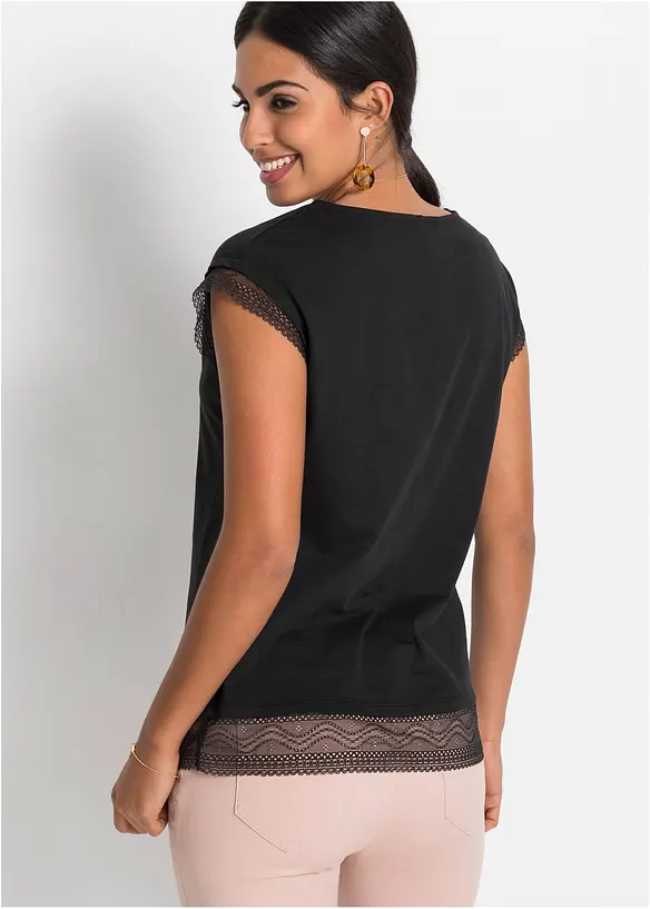 Boxy-Shirt aus reiner Bio-Baumwolle in schwarz von hinten (im Anschnitt) - bonprix Boxy-Shirt aus reiner Bio-Baumwolle in schwarz von hinten (im Anschnitt) - bonprix