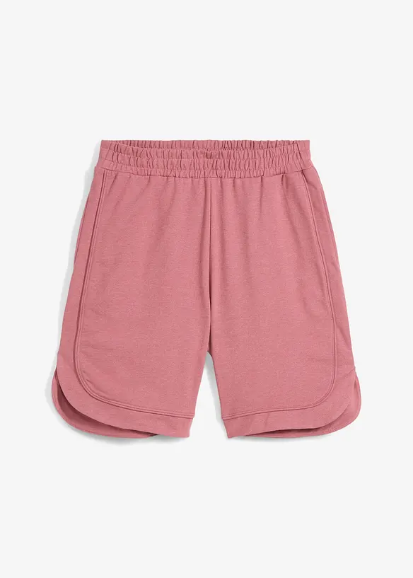 Weite Sweat-Shorts  aus Baumwoll-Mix in lila von vorne - bonprix