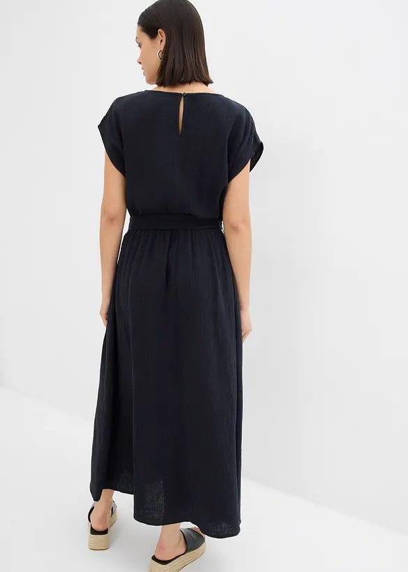 Maxikleid aus reiner Baumwolle in schwarz von hinten (Totalaufnahme) - bonprix Maxikleid aus reiner Baumwolle in schwarz von hinten (Totalaufnahme) - bonprix