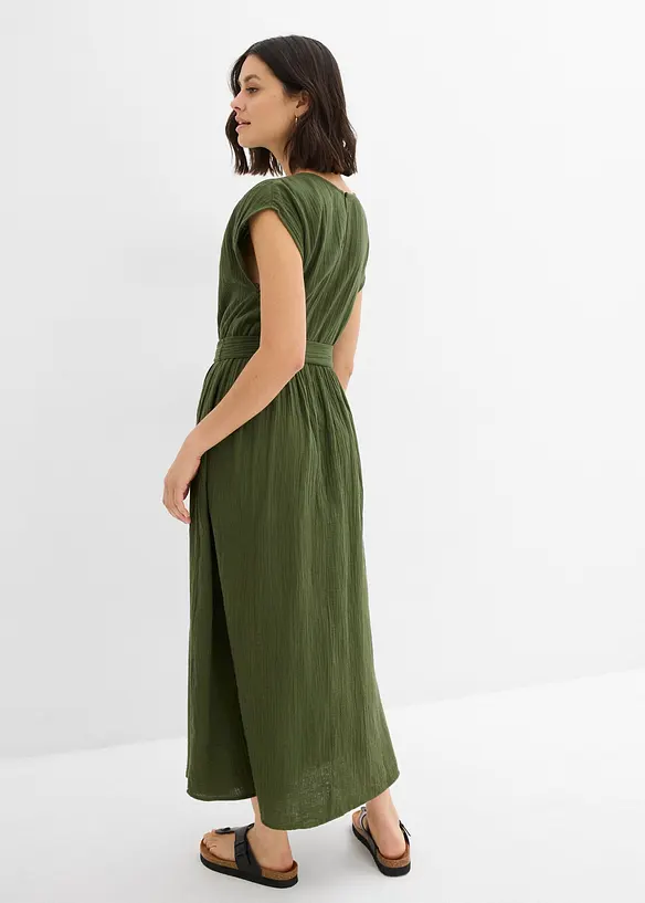 Maxikleid aus reiner Baumwolle in grün von hinten (Totalaufnahme) - bonprix Maxikleid aus reiner Baumwolle in grün von hinten (Totalaufnahme) - bonprix