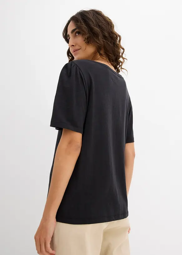 T-Shirt aus reiner Baumwolle in schwarz von hinten (im Anschnitt) - bonprix
