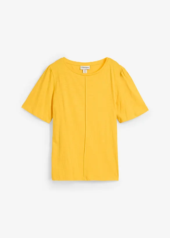 T-Shirt aus reiner Baumwolle in gelb von vorne - bonprix