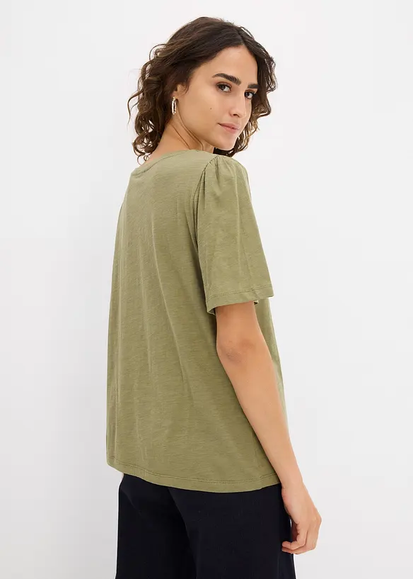 T-Shirt aus reiner Baumwolle in grün von hinten (im Anschnitt) - bonprix