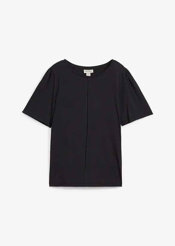 T-Shirt aus reiner Baumwolle in schwarz von vorne - bonprix