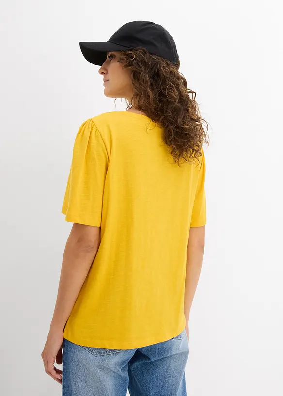 T-Shirt aus reiner Baumwolle in gelb von hinten (im Anschnitt) - bonprix