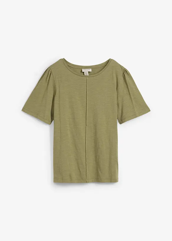 T-Shirt aus reiner Baumwolle in grün von vorne - bonprix