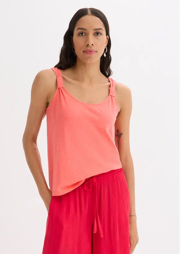 Tanktop aus reiner Bio-Baumwolle in pink von vorne (im Anschnitt) - bonprix
