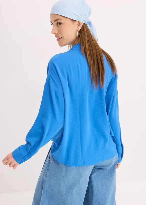 Bluse aus leichtem Crêpe in blau von hinten (im Anschnitt) - bonprix