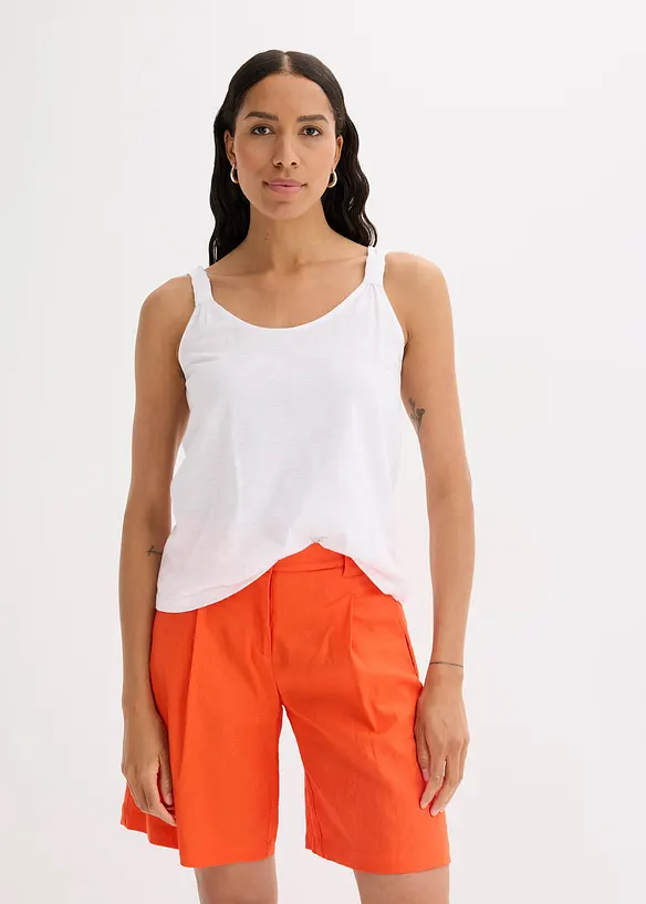 Tanktop aus reiner Bio-Baumwolle in weiß von vorne (im Anschnitt) - bonprix