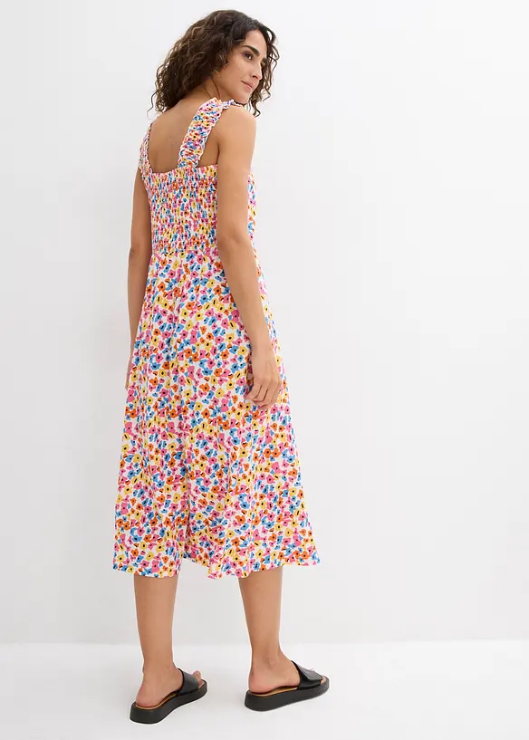 Shirtkleid aus Baumwoll-Viskose-Mix in weiß von hinten (Totalaufnahme) - bonprix