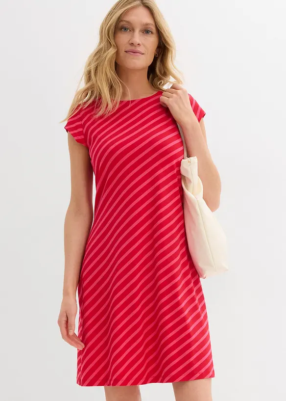 Jersey-Kleid mit figurbetonter Passform in pink von vorne (Totalaufnahme) - bonprix Jersey-Kleid mit figurbetonter Passform in pink von vorne (Totalaufnahme) - bonprix