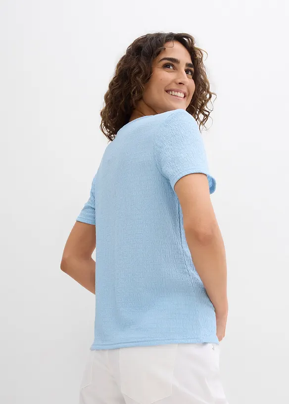 Shirt mit Struktur und Knopfleiste in blau von hinten (im Anschnitt) - bonprix Shirt mit Struktur und Knopfleiste in blau von hinten (im Anschnitt) - bonprix