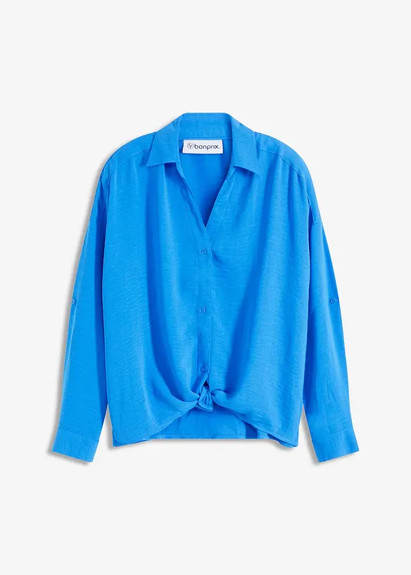 Bluse aus leichtem Crêpe in blau von vorne - bonprix