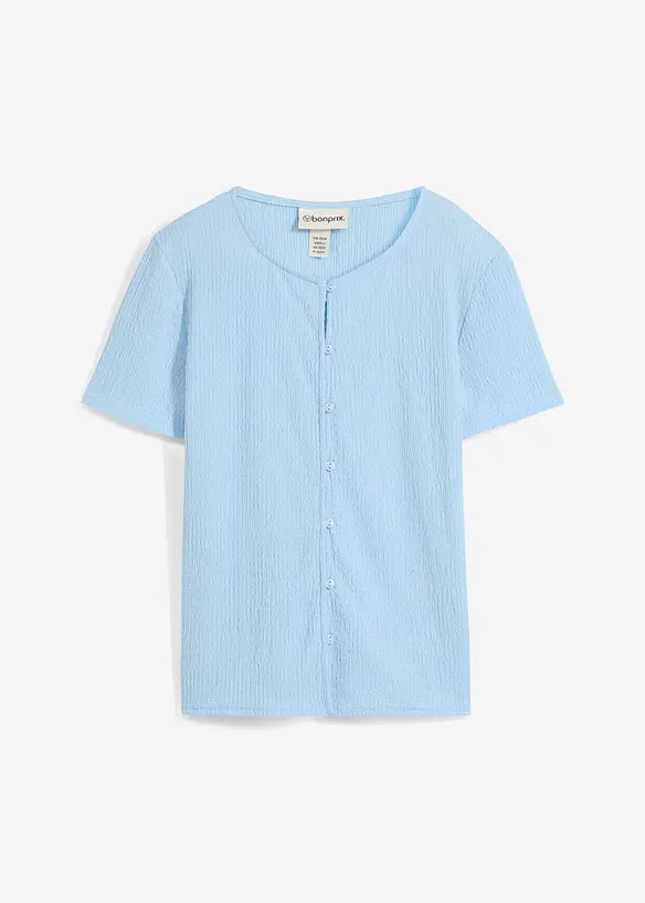 Shirt mit Struktur und Knopfleiste in blau von vorne - bonprix Shirt mit Struktur und Knopfleiste in blau von vorne - bonprix