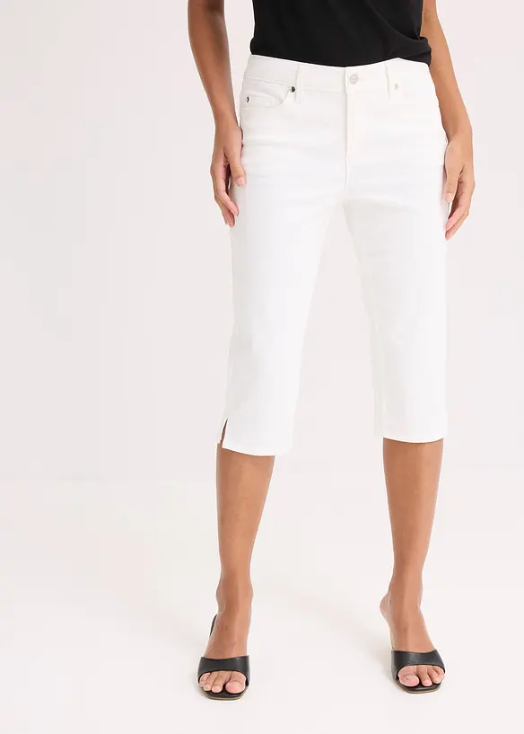 Capri-Hose mit Bequembund in weiß von vorne - bonprix
