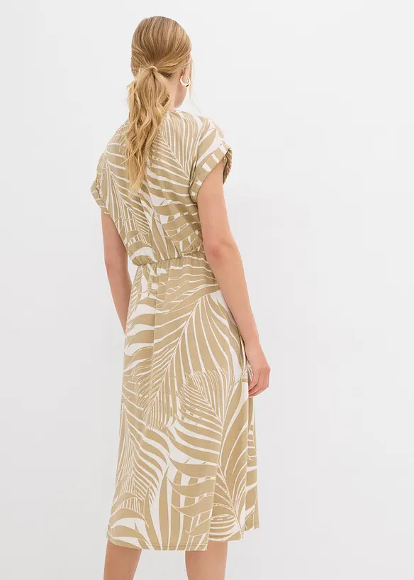 Jerseykleid aus fließendem Viskose-Mix in weiß von hinten (Totalaufnahme) - bonprix