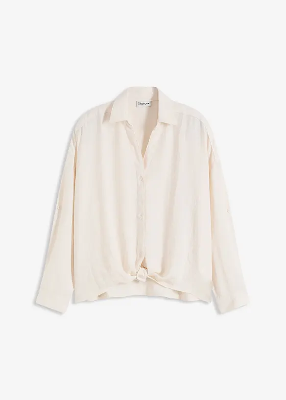 Bluse aus leichtem Crêpe in beige von vorne - bonprix Bluse aus leichtem Crêpe in beige von vorne - bonprix