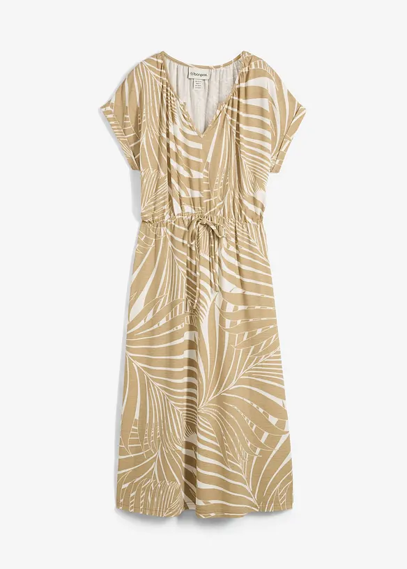 Jerseykleid aus fließendem Viskose-Mix in weiß von vorne - bonprix