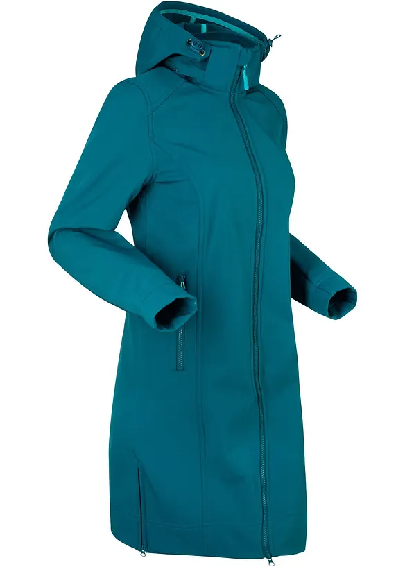 wasserabweisender Softshellmantel in petrol von der Seite - bonprix
