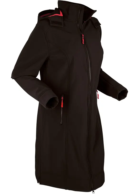 wasserabweisender Softshellmantel in schwarz von der Seite - bonprix
