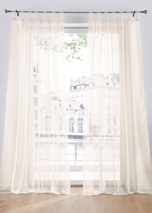Transparente Gardine aus feinem Voile (2er Pack) in beige - bonprix