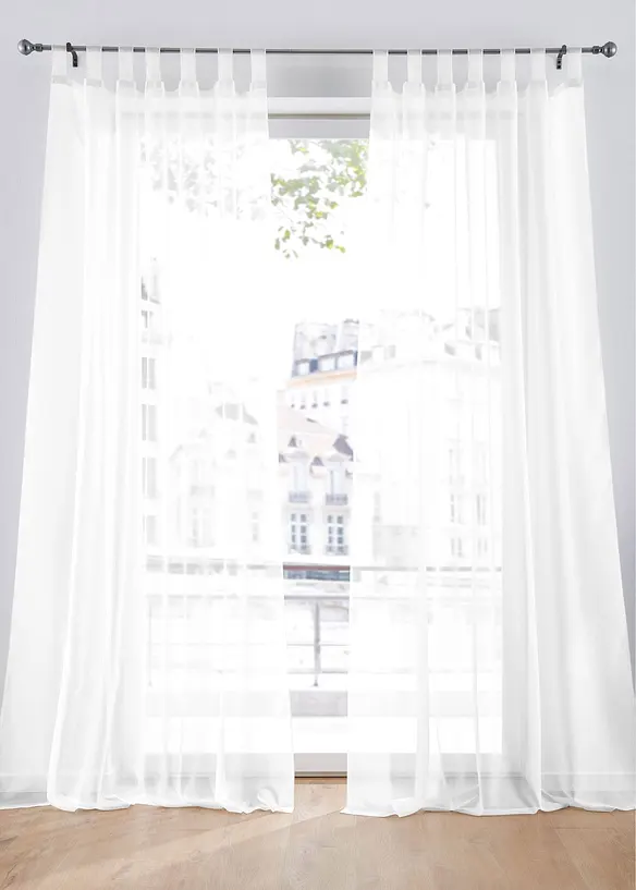 Transparente Gardine aus feinem Voile (2er Pack) in weiß - bonprix
