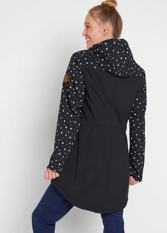 Funktions-Softshell-Parka mit Kuschelfleece in schwarz von hinten (im Anschnitt) - bonprix