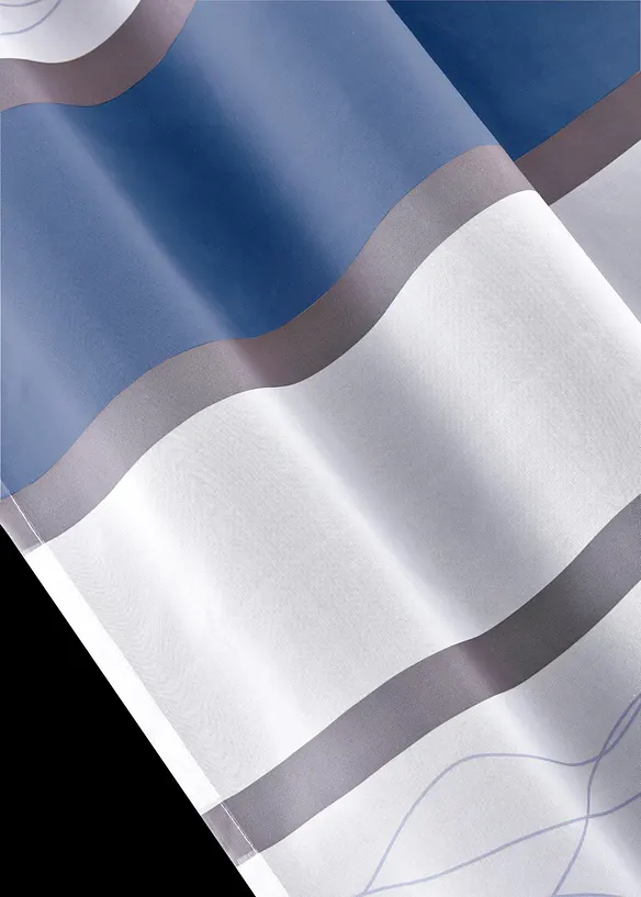 Transparente Gardine mit Querstreifen Druck (1er Pack) in blau (Detailaufnahme) - bonprix