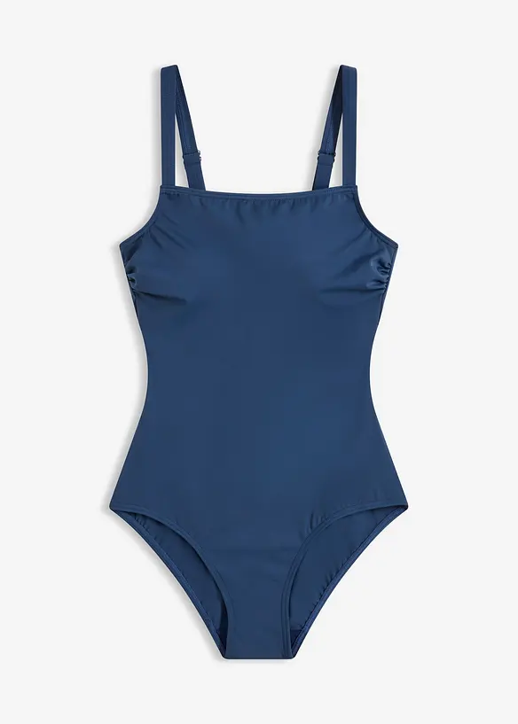 Badeanzug mit eckigem Ausschnitt in blau von vorne - bonprix